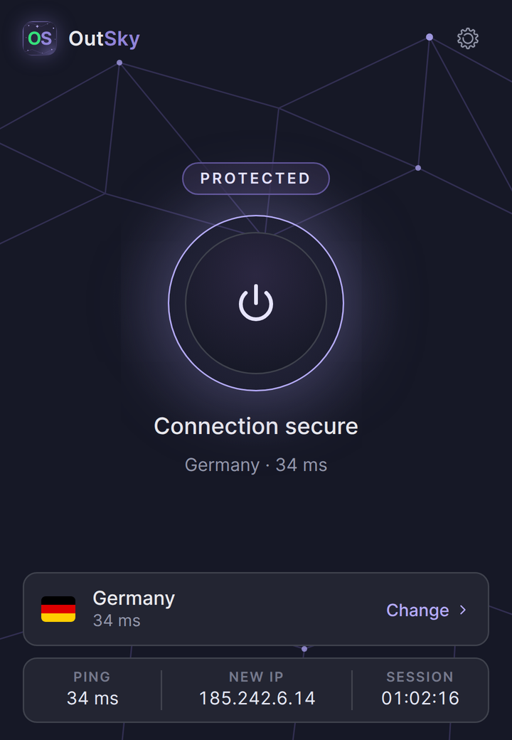OutSky extension — connected to Germany